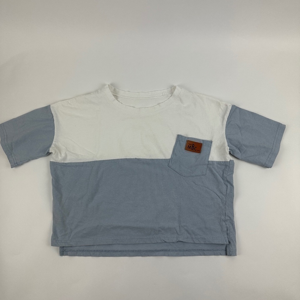 MBX Crop Tshirt Womens White Blue Pocket
